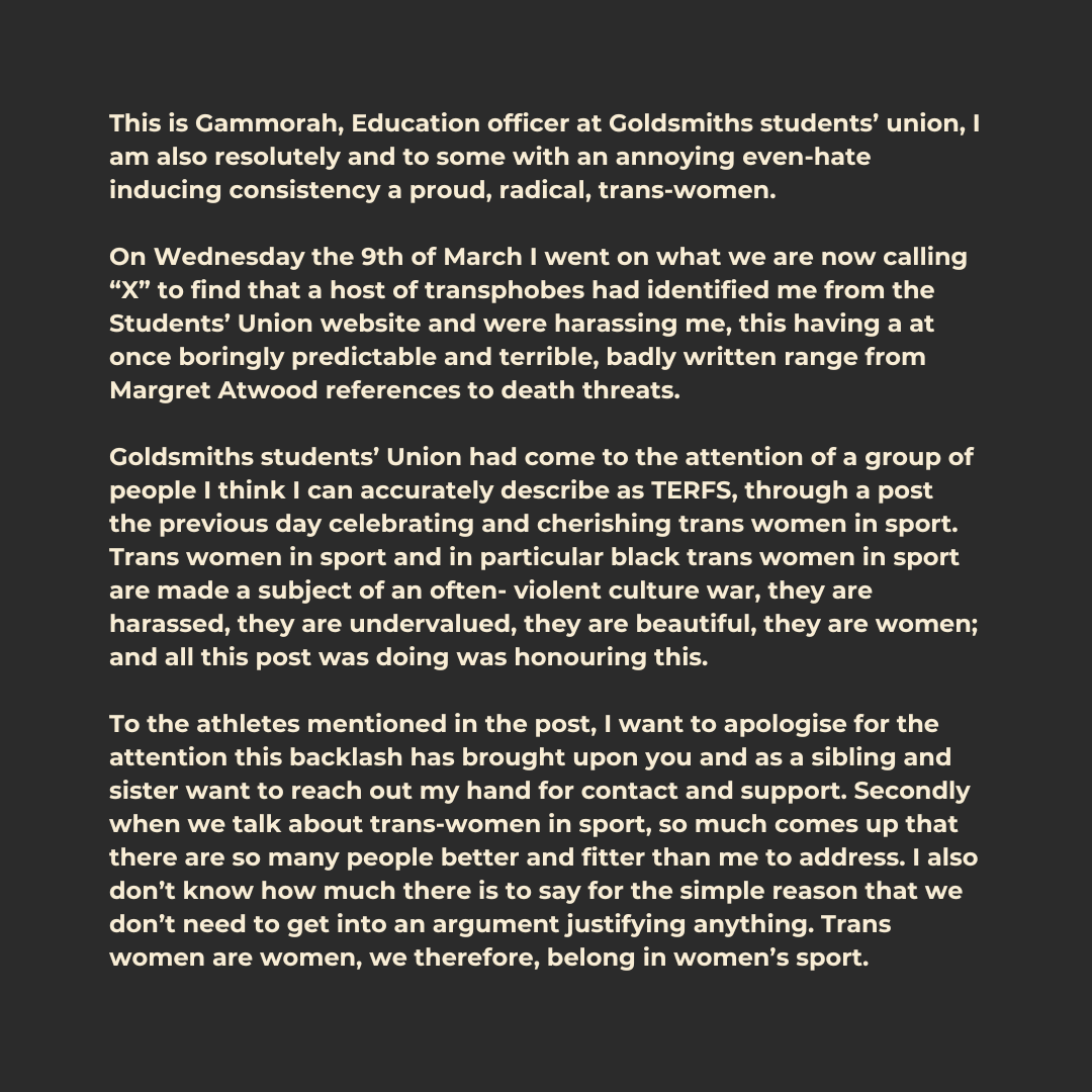 Goldsmiths SU tweet media