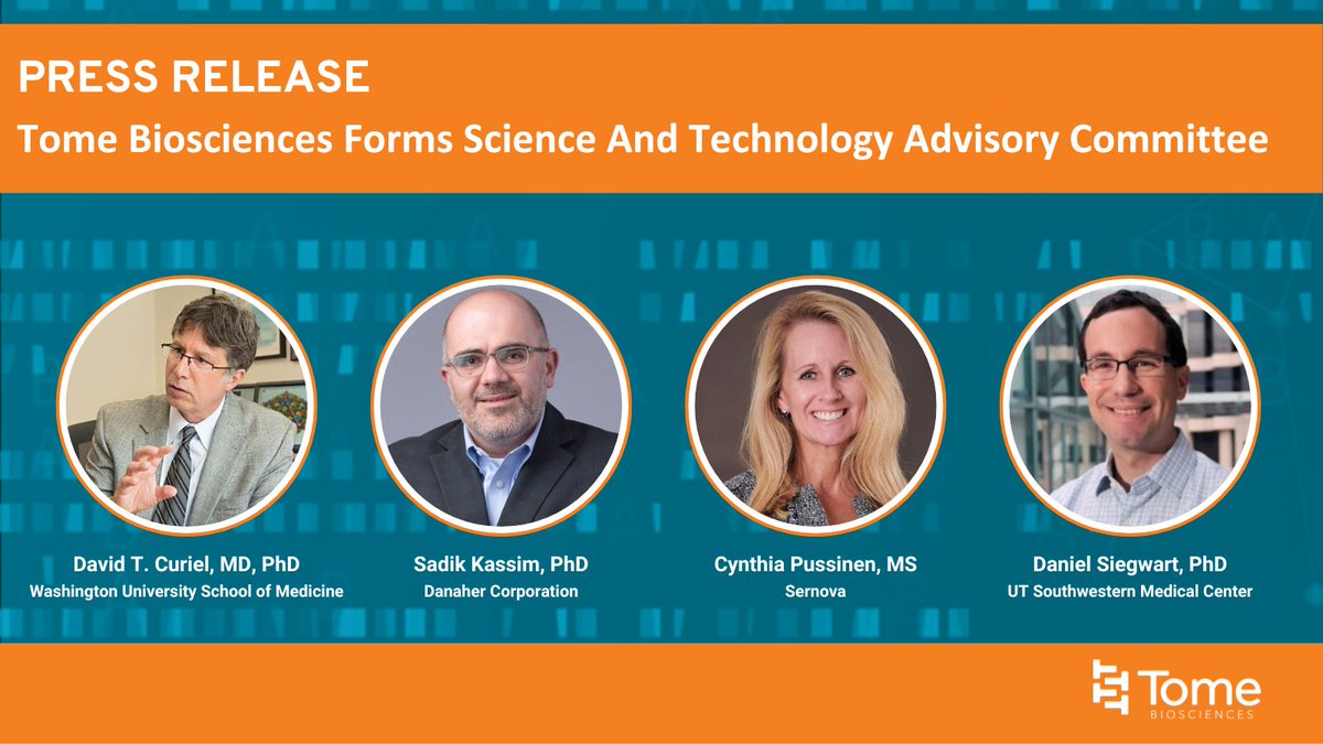 Tome is proud to announce the formation of its Science and Technology Advisory Committee (STAC) made up of four instrumental leaders in the delivery, development, and manufacturing of genomic medicines. Learn more here: bit.ly/3IkVuHV