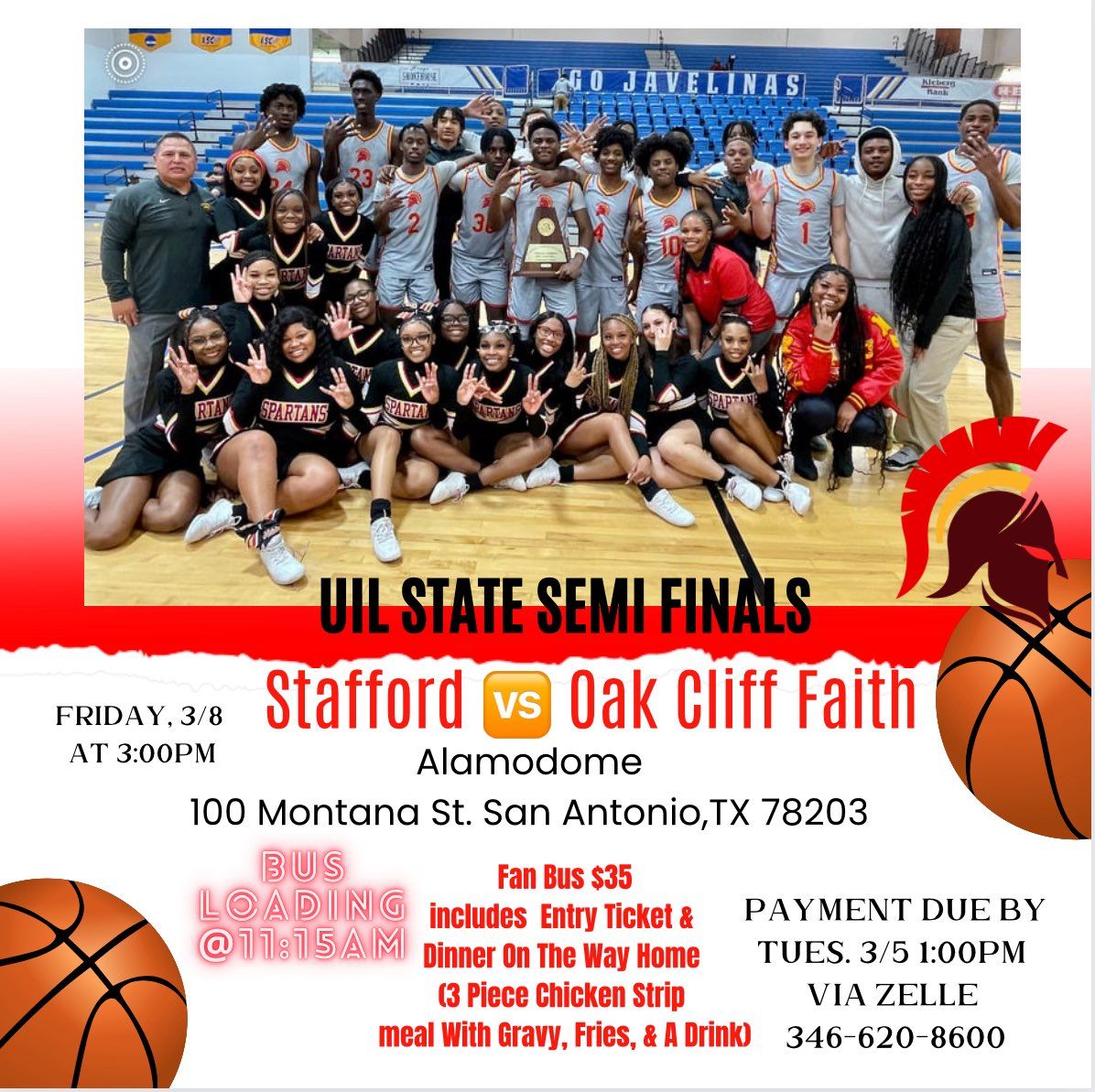 Come join us at the State Tournament, to cheer on your Spartans.