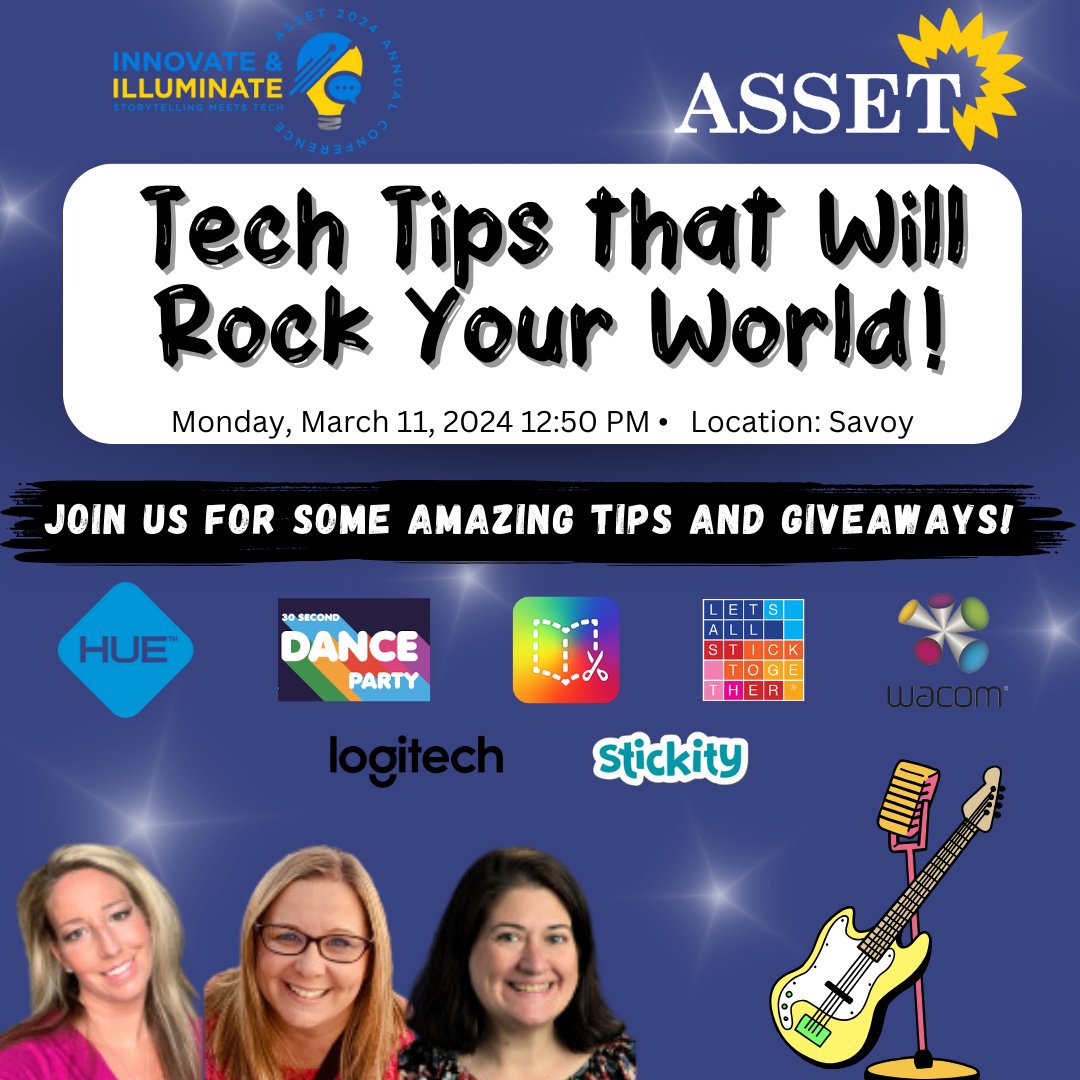 Can't wait to present at the ASSET Conference! Join us for some amazing tech tips and giveaways!😀If you plan to join our session, comment below for an extra entry into our prize giveaways📷with @assetny @Logitech @wacomedu @HUEcameras @BookCreatorApp @Ed_designLauren