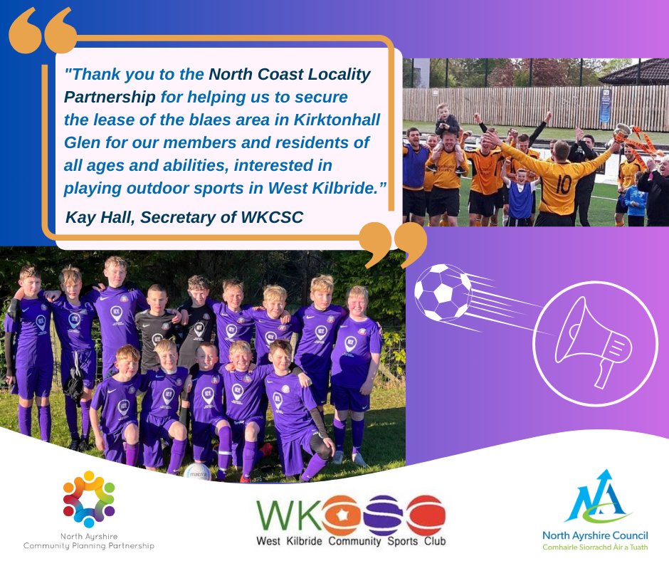Our North Coast Locality Partnership has helped a local charity to set their sights on new inclusive, multi-use sports facilities. Now, West Kilbride Community Sports Club are three months in to the lease of Kirktonhall Glen with exciting plans underway - full story in comments🤩