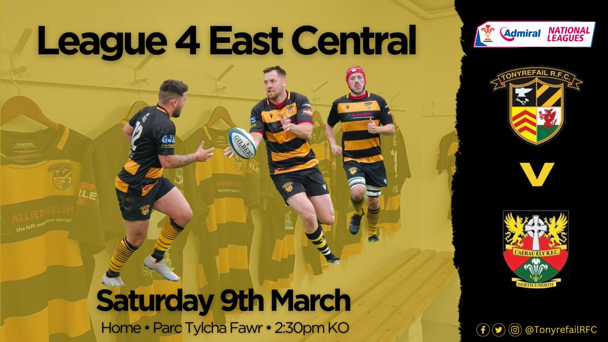 🚨FIXTURE ALERT🚨 

Home again this week as the boys look to carry last weeks form into a tough tussle with Caerau Ely

These fixtures have thrown up some great games in the past let’s hope for some more come Saturday! 

As always the support is greatly appreciated! 

🖤🧡