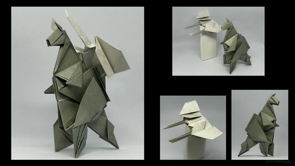 『1枚の紙で折る‼︎ガルーダ』
&
『1枚の紙で折る‼︎メカゴジラ』

それぞれ正方形1枚で作る折り紙です。
ハサミ・のり不使用です。
2つを合わせ、スーパーメカゴジラに合体可能です。

(1/3)
#ゴジラ #Godzilla 
#折り紙 #折り紙作品 