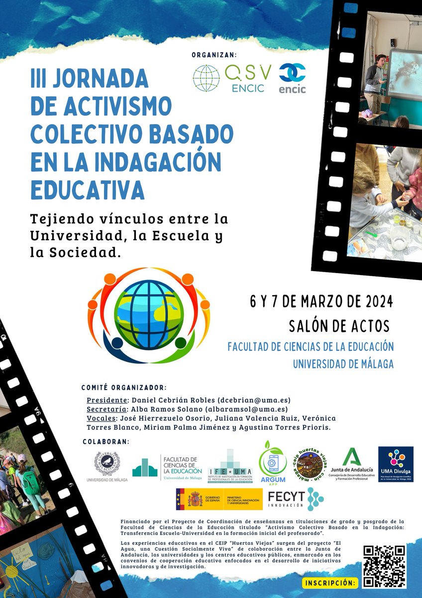 ➡️Los próximos días 6 y 7 de marzo se celebran las "III Jornadas de Activismo Colectivo Basado en la Indagación Educativa: Tejiendo vínculos entre la Universidad, la Escuela y la Sociedad" en <a href="/Educacion_UMA/">FacultadEducaciónUMA</a> 
ℹ️ umadivulga.uma.es/agenda/otros/i…