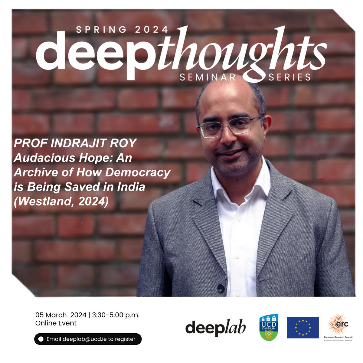 UCD_DeepLab's tweet image. 📢 Don&apos;t forget! Prof Roy’s seminar is happening TOMORROW at 3:30 PM! 🕒 Make sure to secure your spot by registering now - ucd-ie.zoom.us/webinar/regist…
#DeepLab #ERCproject #UCD