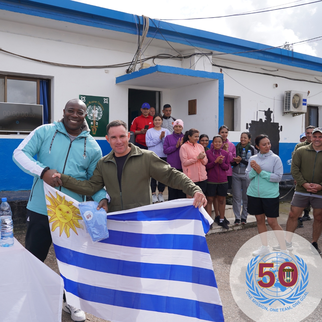 On Sunday, 03 March, #UNDOF FRC hosted a 5km run as a part of the #UNDOF50 awareness events. This event brought personnel from each TCC together to test their physical endurance. Chief of Staff, Col William Nortey presented prizes to the category winners.