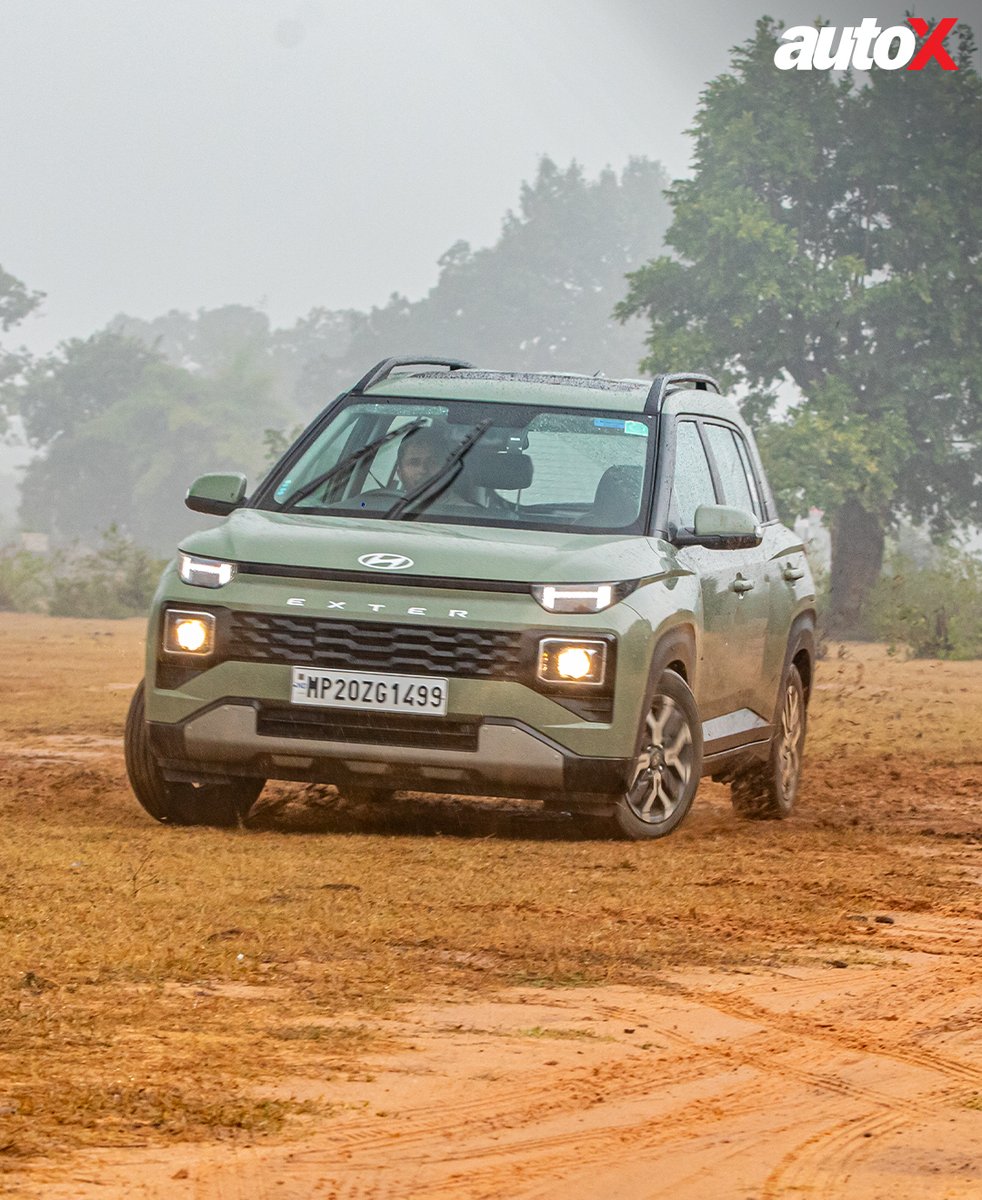 autox's tweet image. Despite having driven the Exter previously, this was our first extended trip with it. This micro-SUV punches above its weight, feeling rock-solid at 100 km/h with refined handling and precise steering.

#hyundai #Exter2023 #Exter #HyundaiExter #greatindiadrive