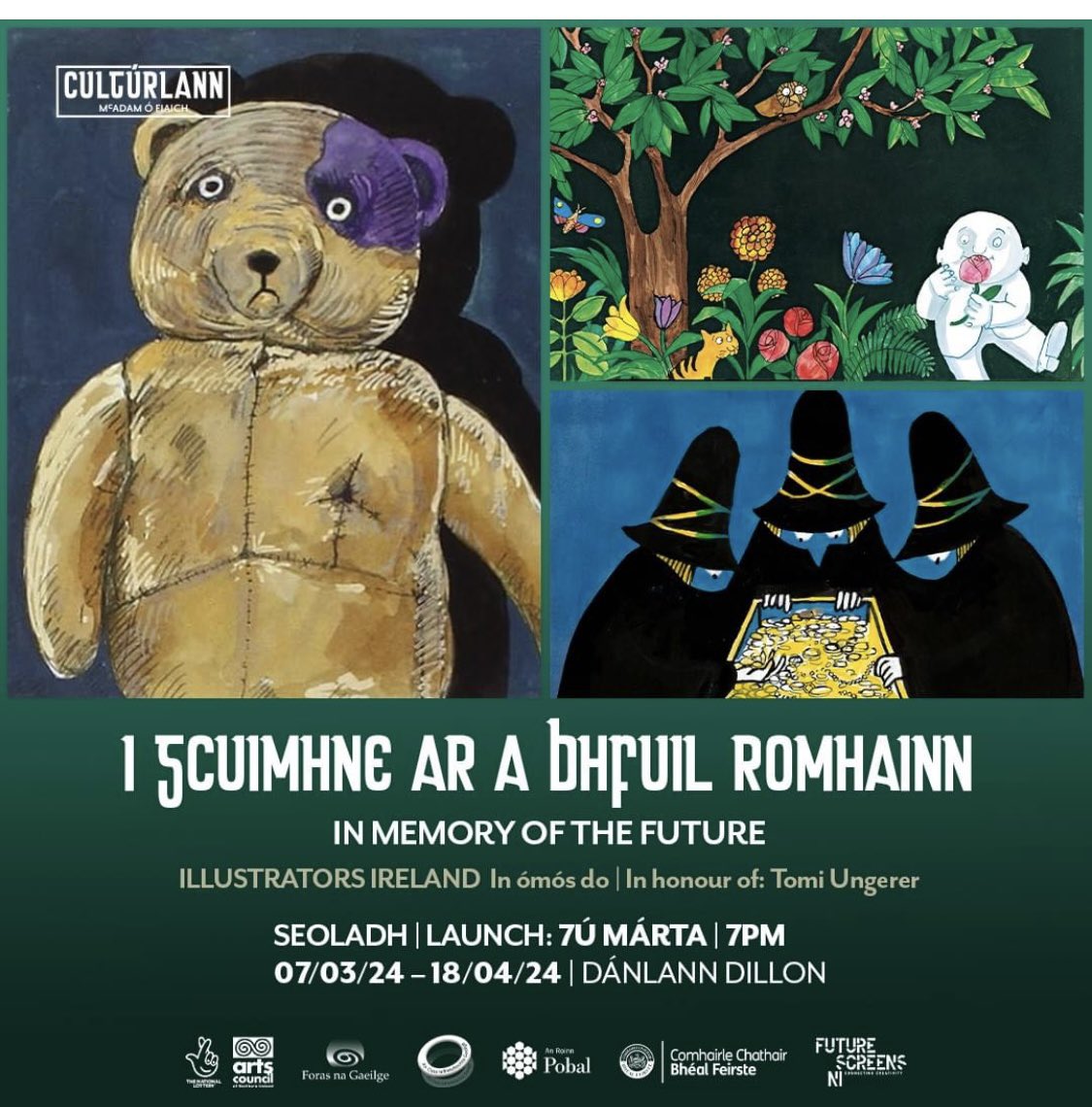 An Amazing #WorldBookDay event for Everyone, in Belfast this Thursday. The Belfast launch of ‘I gCuimhne ar a Bhfuil Romhainn’. 55 Irish illustrators, celebrating the life and work of the internationally renowned illustrator and writer Tomi Ungerer.
