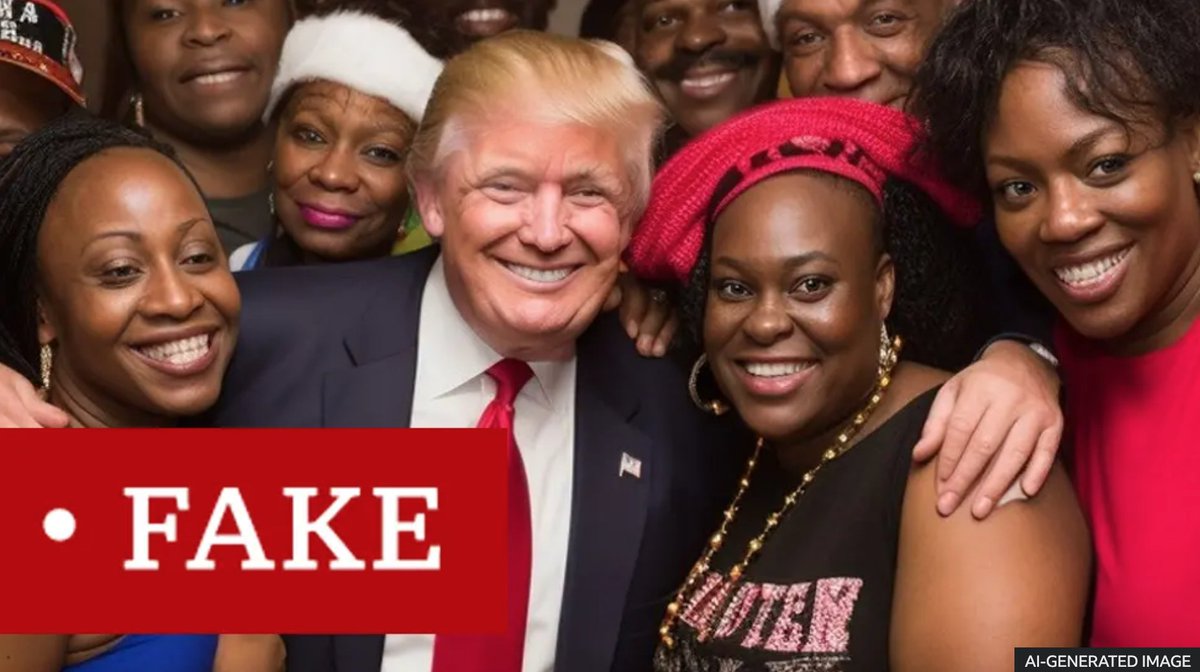 WARNING: Stay Alert! Trump supporters are creating AI images of Trump to try and help him get more votes from black people. There are literally dozens of deepfakes being created to show black people supporting Trump. The below image was reportedly created by MAGA supporting…