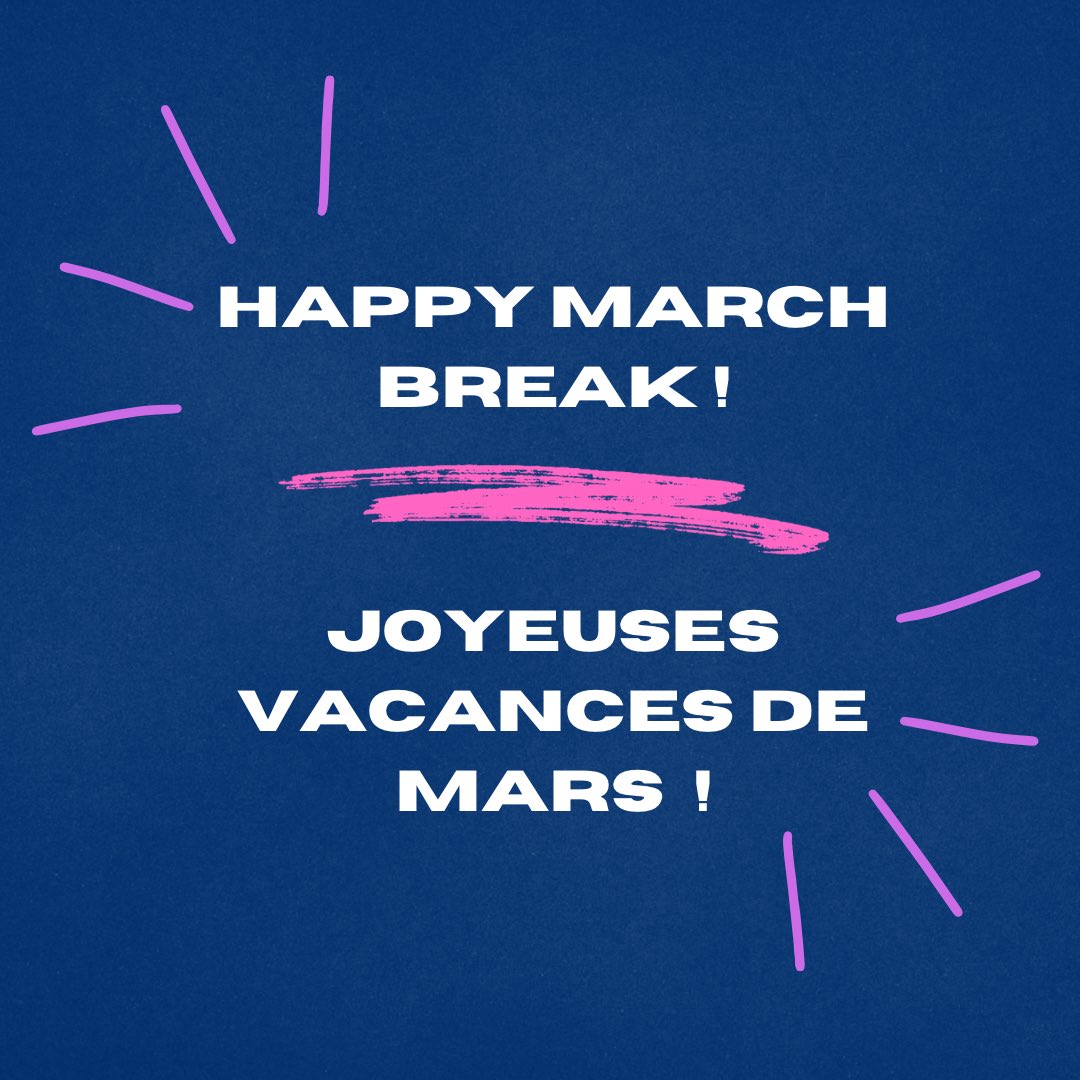 Happy March Break, Fredericton! Have lots of fun and take good care. - - - Joyeuses vacances de mars, Fredericton ! Amusez-vous bien et prends bien soin de toi.