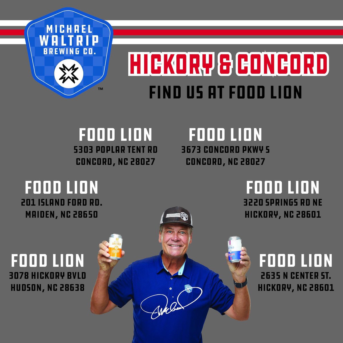 Concord and Hickory North Carolina, you can now pick up our beer @FoodLion . Don't see your favorite store on this list? Ask them to bring it in for you! We will see you soon! @MW55 @BevanaPartners @billrose6_rose @WorldofOutlaws