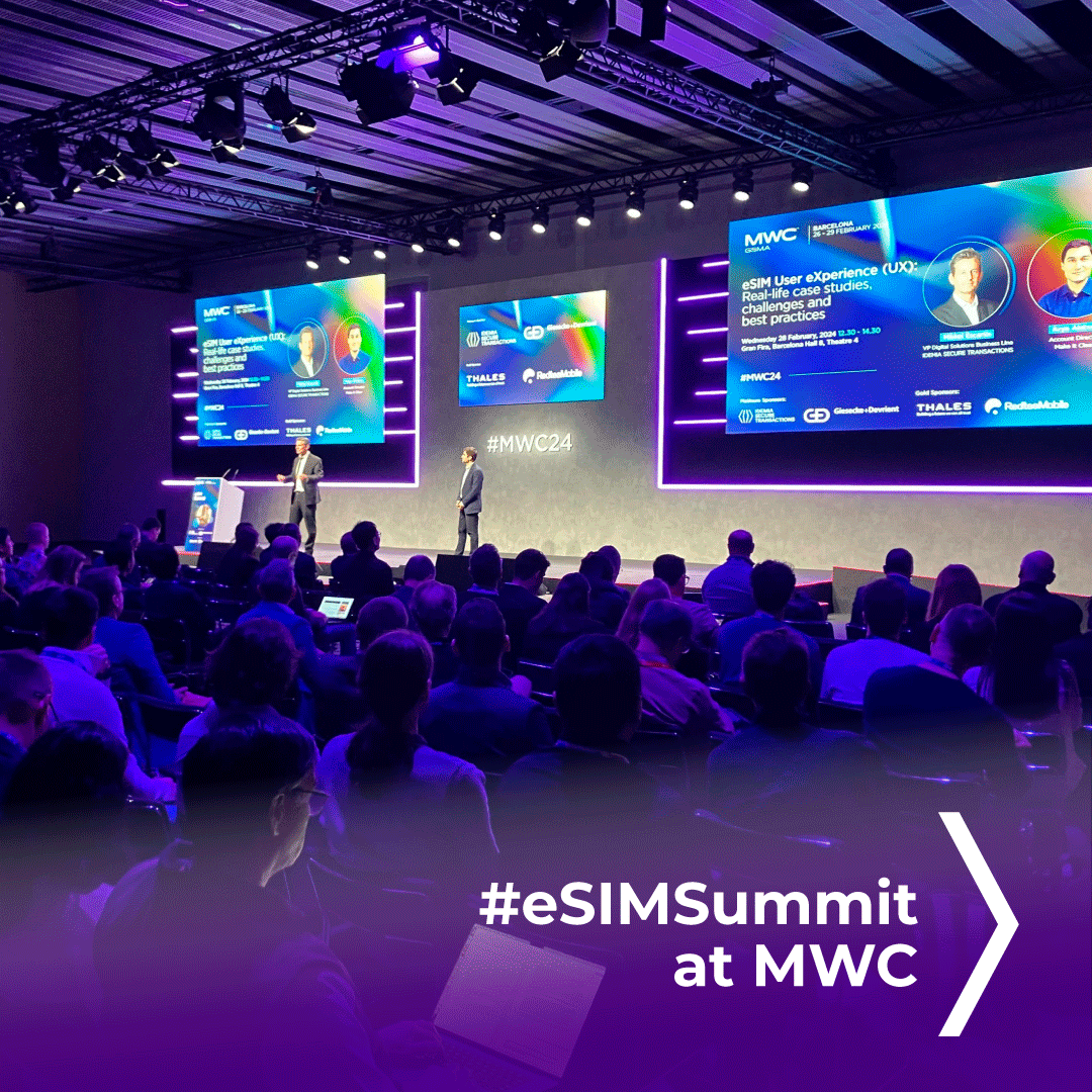 IDEMIA_IST's tweet photo. A great turnout for the 2024 #eSIMSummit at #MWC in Barcelona 👏

Thanks to all who attended to hear our #connectivity experts share an enriching discussion on eSIM in the consumer and IoT areas along with some great examples of challenges and best practices to take forward. https://t.co/4Fq7Uj2r5i