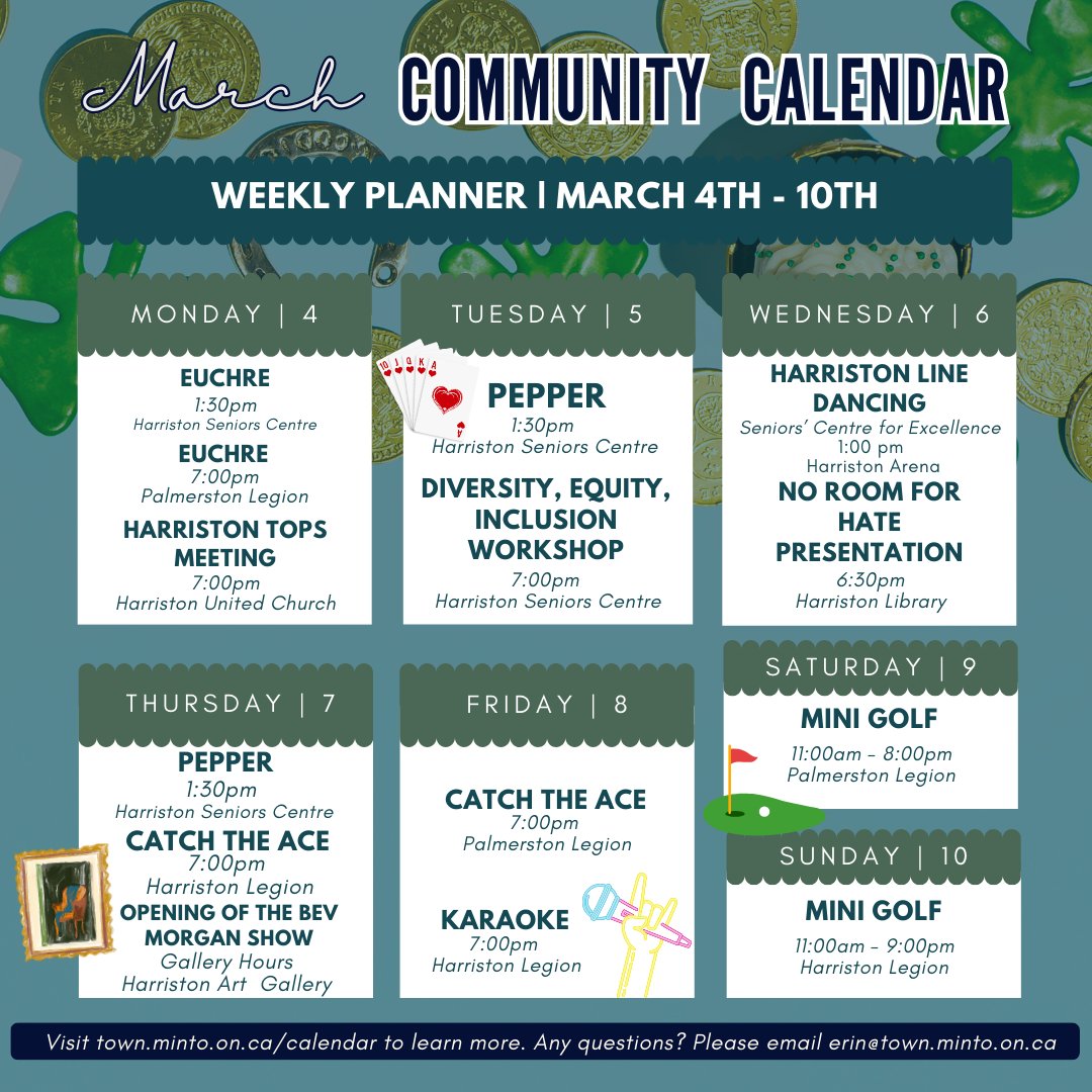 This week in  #Minto! ⛳🎤🙌 Visit town.minto.on.ca/calendar or email erin@town.minto.on.ca to learn more.