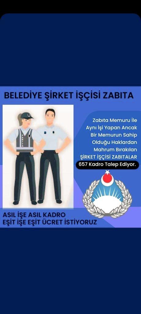 BurakMerve87's tweet photo. @isikhanvedat @RTErdogan Zabıtalar kadro bekliyor sesimizi duymanızı temenni ediyoruz.Memur işi yapan şirket zabıtası kalmasın hepimiz 657ye tabii memur olmak istiyoruz. https://t.co/m9ZhgG1h5p