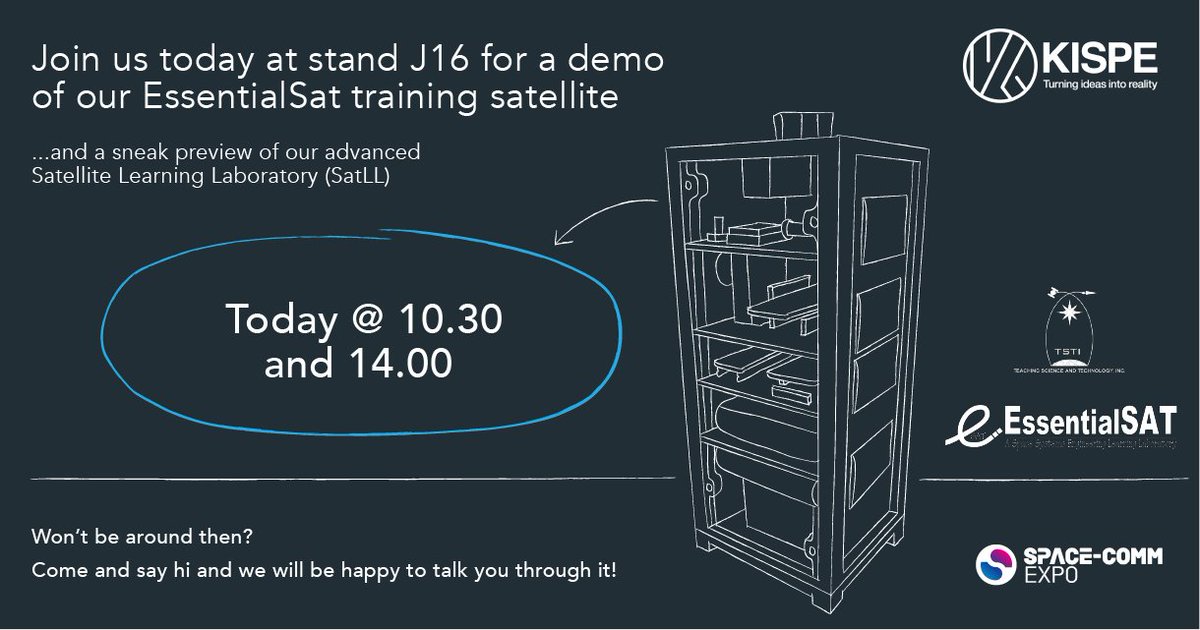 Join us today at #SpaceCommExpo2024, stand J16 for a demo of our EssentialSat training satellite and a sneak preview of our advanced Satellite Learning Laboratory (SatLL) @ 10.30 and 14.00 🛰️