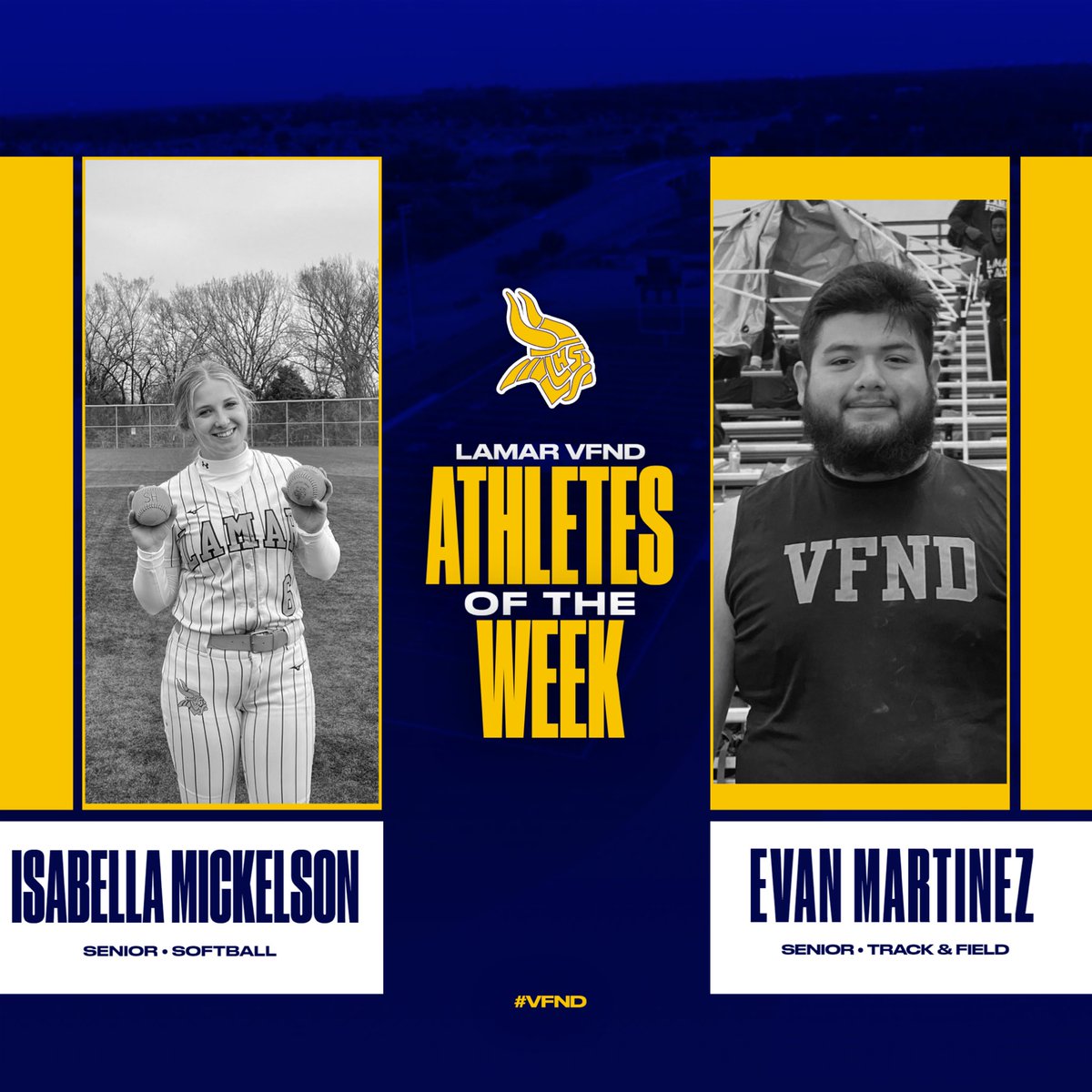 So much greatness happening on the North Side! Come see the Vikes in action this week. And congrats to <a href="/EvanMtz56/">Evan Martinez</a>  and <a href="/IsabellaM2024/">Isabella Mickelson</a> for being named the VFND Athletes of the Week!