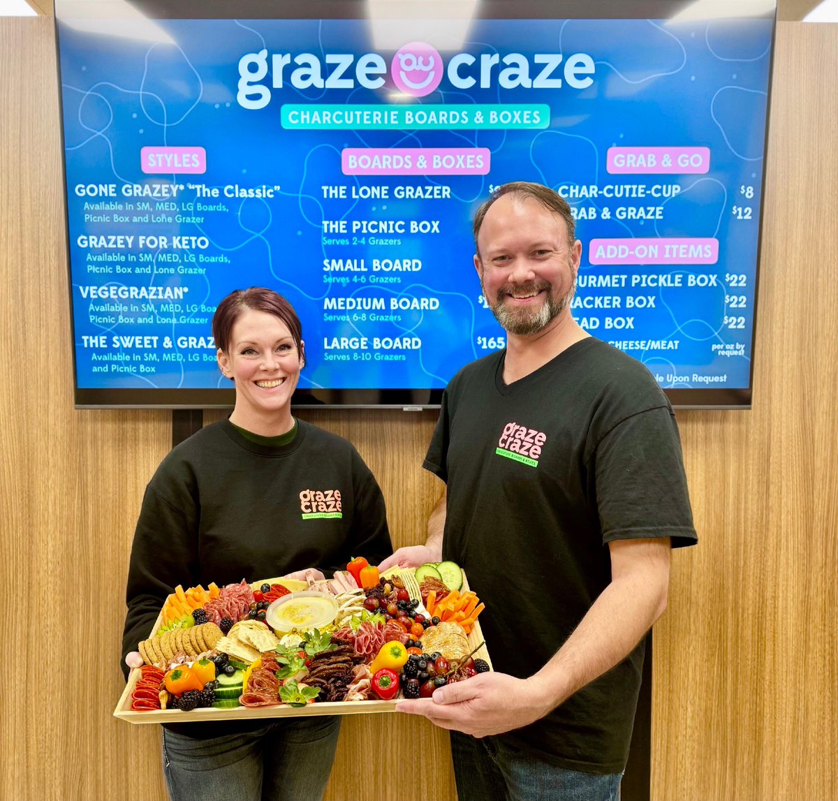 Announcing the grand opening of our newest Florida location by the fantastic Paul and Jocelyn Sanders! Gulf Breeze marks our sixth location in the Sunshine State. Welcome to the Graze Craze family! 🌴 #GrazeCrazeFlorida #GulfBreezeFoodie #FloridaFlavor # CharcuterieLove