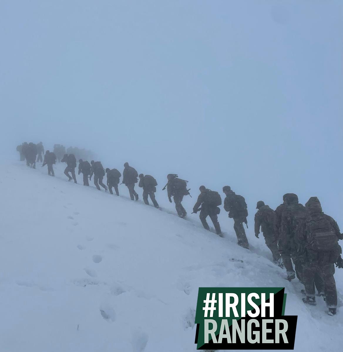 #IRISHRANGERS from D (ISR) Coy 1 R IRISH have successfully summited the Pen y Fan, enduring extreme weather conditions of -8 degrees and whiteout snow storms, as part of an 8-week selection cadre. ❄️☘️