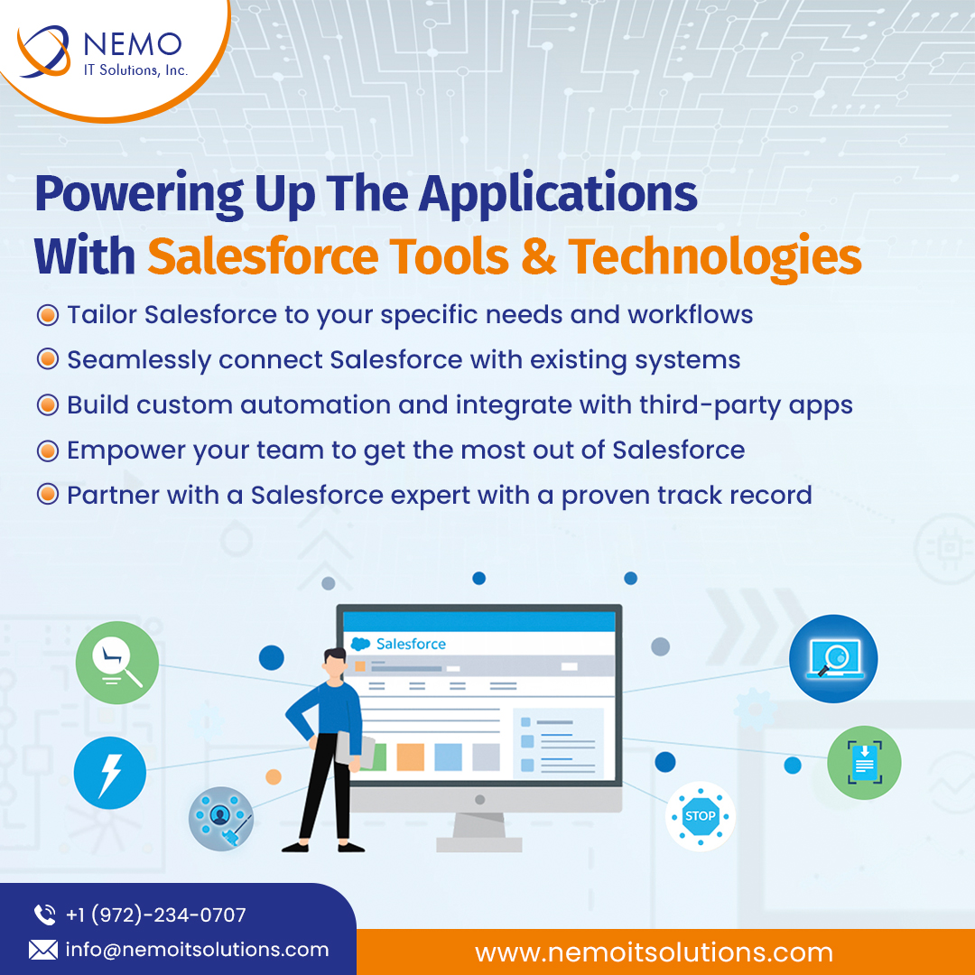 Powering Up The Applications With Salesforce Tools & Technologies | @nemoitsolutions . . . . #salesforce #salesforcedevelopers #salesforcejobs #informationtechnology #salesforcearchitect #salesforcesalescloud #iot #informationtechnology #artificialintelligence #machinelearning