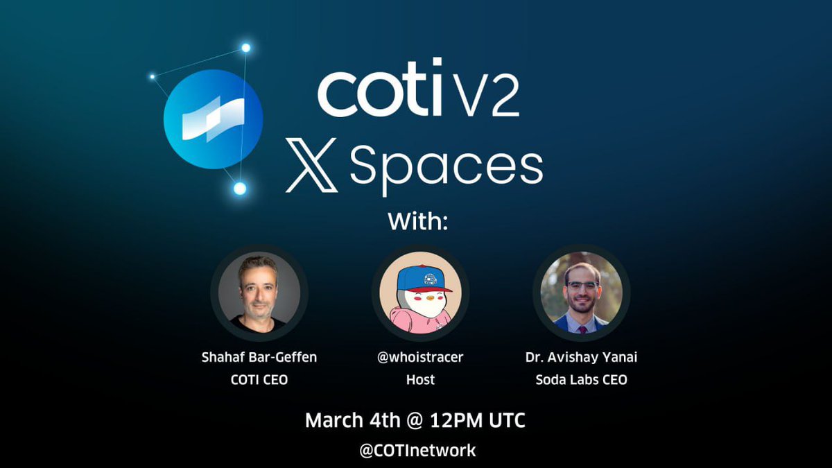 whoistracer's tweet photo. Great listen for $COTI community members new and veteran.

🔗 @COTInetwork: Then &amp; Now

🔗 #COTIV2: Targeted Use Cases

🔗 #COTIEGF: Ecosystem Growth Fund

🔗 #GarbledCircuits: What, Why, How?

🔗 What’s next?: 3 Big Things

🔗 #COTIPPN, $DJED &amp; more

https://t.co/eo3mvcaEwF https://t.co/pB4xR4XRkG
