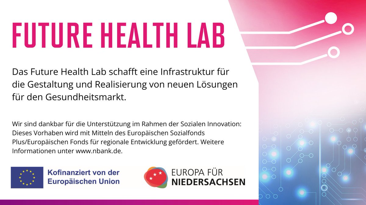 Das Future Health Lab unserer Initiative Digital Health City Hannover wird mit Mitteln des Europäischen Sozialfonds Plus/ Europäischen Fonds für regionale Entwicklung gefördert.