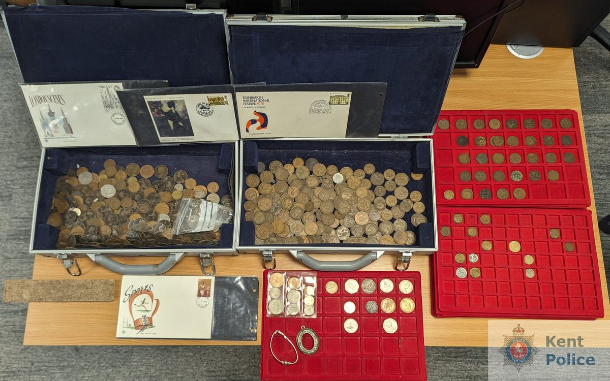 The rightful owner of a coin collection is being sought after officers discovered it during an arrest. Do you recognise the collection? The full details are here: kent.police.uk/news/kent/late…