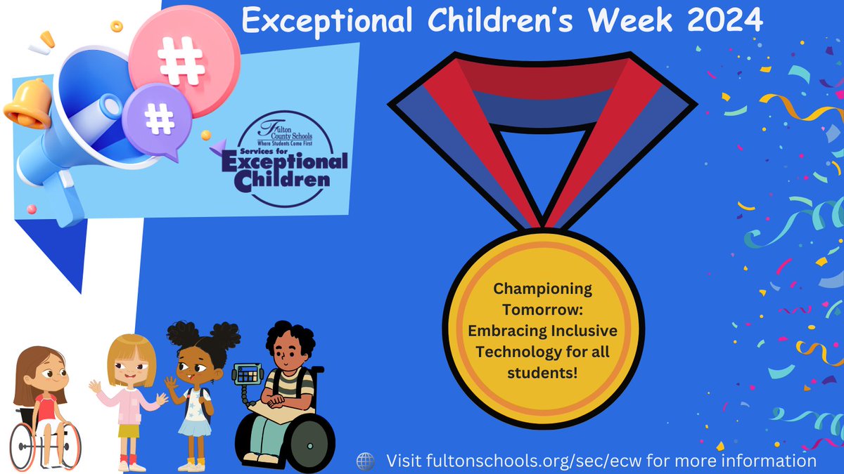 Today kicks off Exceptional Children's Week! Join us as we celebrate "Championing Tomorrow: Embracing Inclusive Technology for all students!" Be sure to post your pictures and tag us using the hashtag #SEC_ECW24 <a href="/GillandTris/">Tris Gilland</a> <a href="/SherryCP3/">Sherry Peterson</a> <a href="/YolandaBW/">Dr. Yolanda Brownlee</a> <a href="/FultonCoSchools/">FultonCountySchools</a>