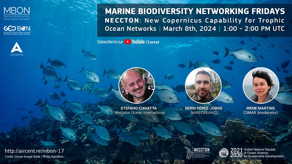 Webinar Alert! 🌊 8th March - 1pm UTC. Join NECCTON at @AIRCentre_org's Marine Biodiversity Networking session for insights on the project and the use of SEAPODYM ecological model. Register: lnkd.in/duq88CSq @EU_HaDEA @MercatorOcean @sergiperezjorge