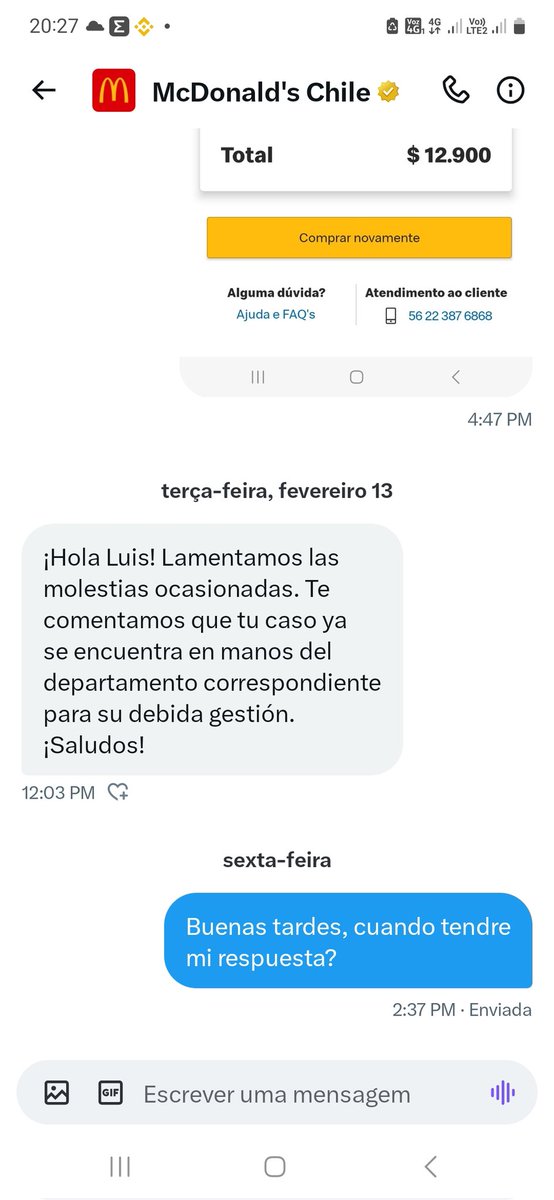 Farmaceutico_cl's tweet photo. @McDonalds_Cl Hasta cuando se hacen los tontos y no devuelven la plata sinvergüenzas, de noviembre 2023 y no hacen nada https://t.co/Vl6D82WTXr