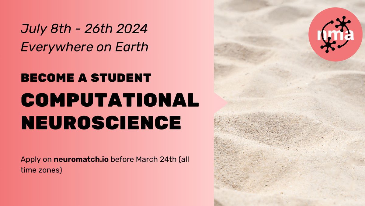 Unleash the secrets of the brain! 🧠  Enrollment is OPEN for Neuromatch's Computational Neuroscience Summer Course. 🤯 Master cutting-edge tools and delve deep into the mysteries of the mind. ➡️ Apply by March 24th: neuromatch.io  #SummerLearning