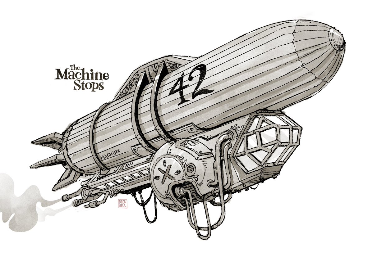 Steampunk airship from a short book I illustrated called, “The Machine Stops'. I tried to mimic ink wash in procreate. If you’d like a copy it’s on Amazon! amazon.com/dp/1959149997