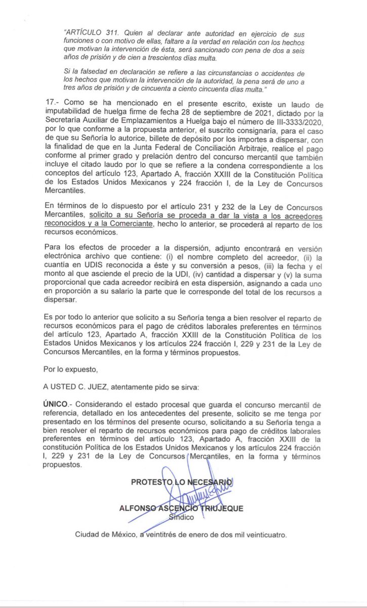 xime_garmendia's tweet image. En pocas palabras, el Síndico solicita al juez se haga cargo de la dispersión de los dineros para los trabajadores.

#Interjet