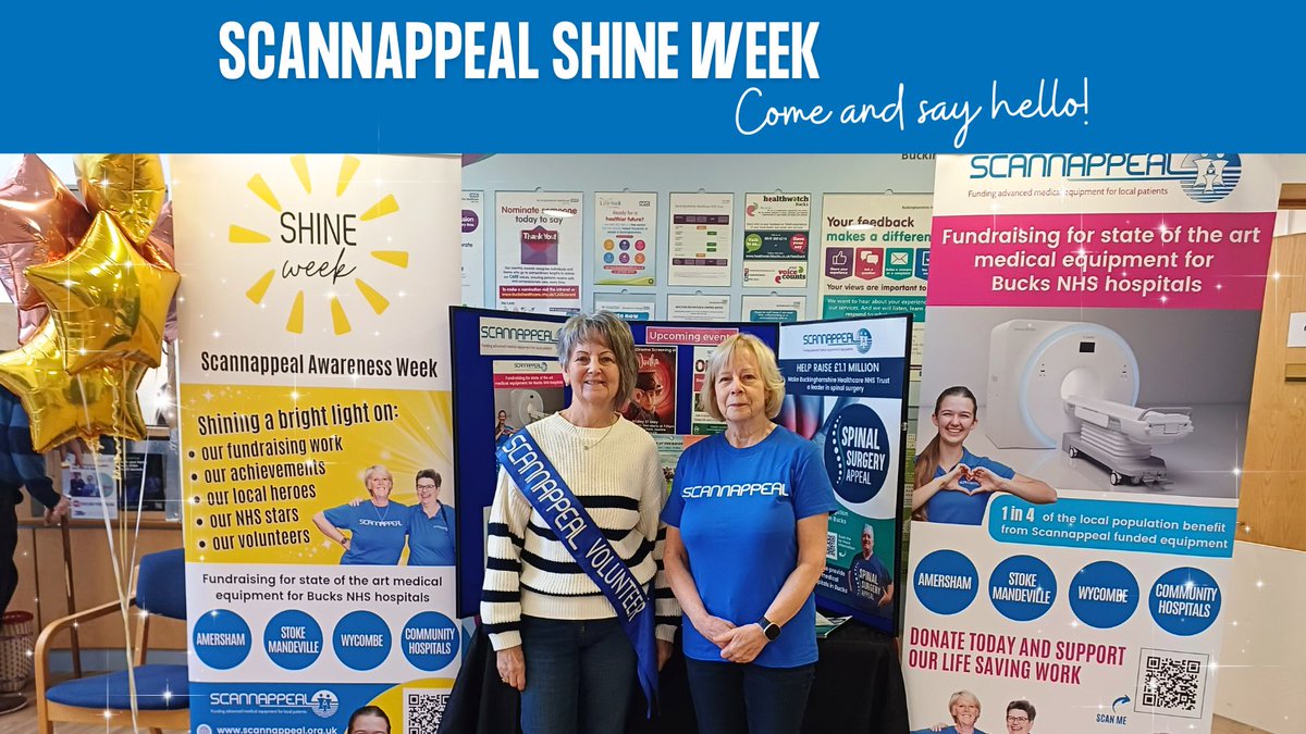 Visit our stand at your local hospital this week: Amersham Hospital Monday 4 March Wycombe Hospital Wednesday 6 March Stoke Mandeville Hospital Friday 8 March Find out about our current appeals, fundraising, how to get involved & information about our upcoming events. #shineweek