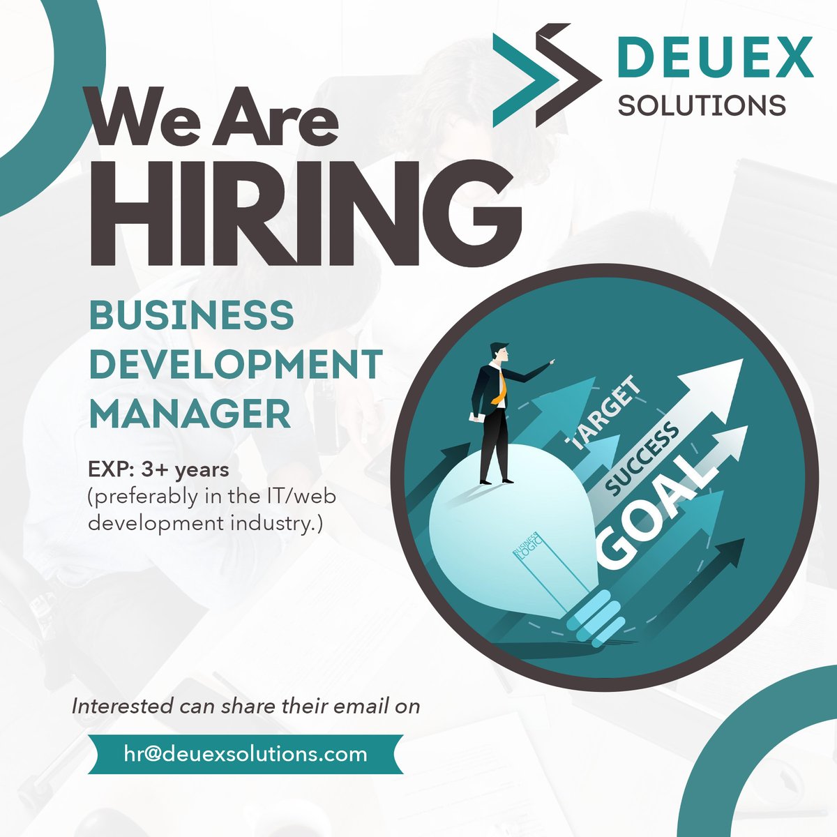 Seeking a dynamic Business Development Manager to drive growth and innovation at Deuex Solutions Pvt. Ltd.

Share Your CV on hr@deuexsolutions.com

#hiring #resume #vacancy #businessdevelopmentmanager #itsales #job #businessanalyst