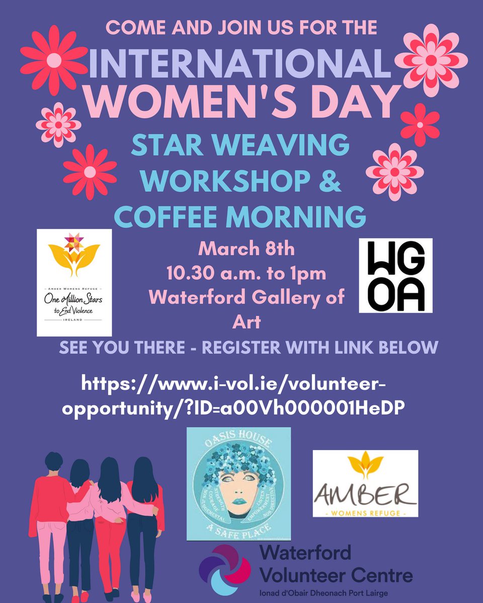 Join us in celebration of International Women's Day 2024 this Friday March 8th for our Star Weaving Workshop & Coffee Morning WGOA 1030am. Register today - i-vol.ie/volunteer-oppo…