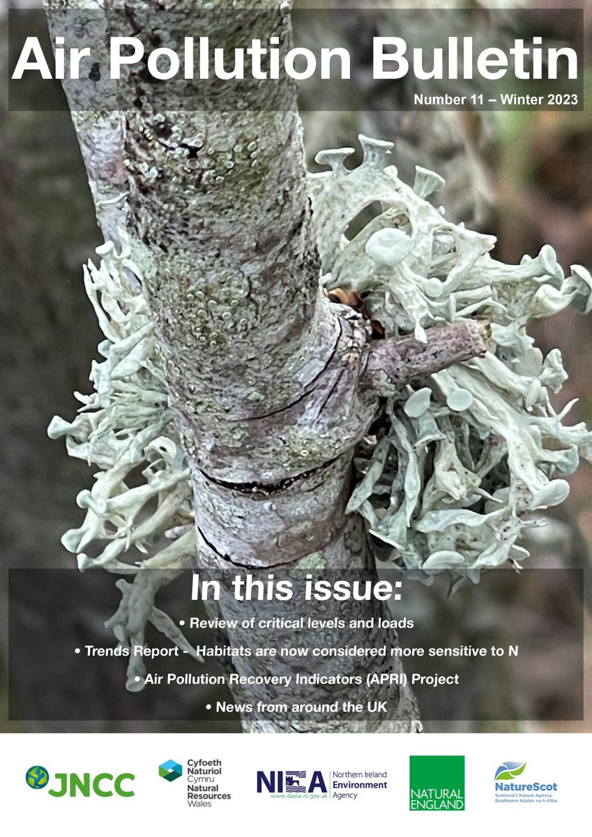 The latest bulletin from the Inter-agency Air Pollution Group is now online, featuring annual #AirPollution Trends, the latest news from our four countries, a new lichen app & much more Get the latest on the UK's #AirPollution work bit.ly/JNCC-AirPollut… #Nature #CitizenScience