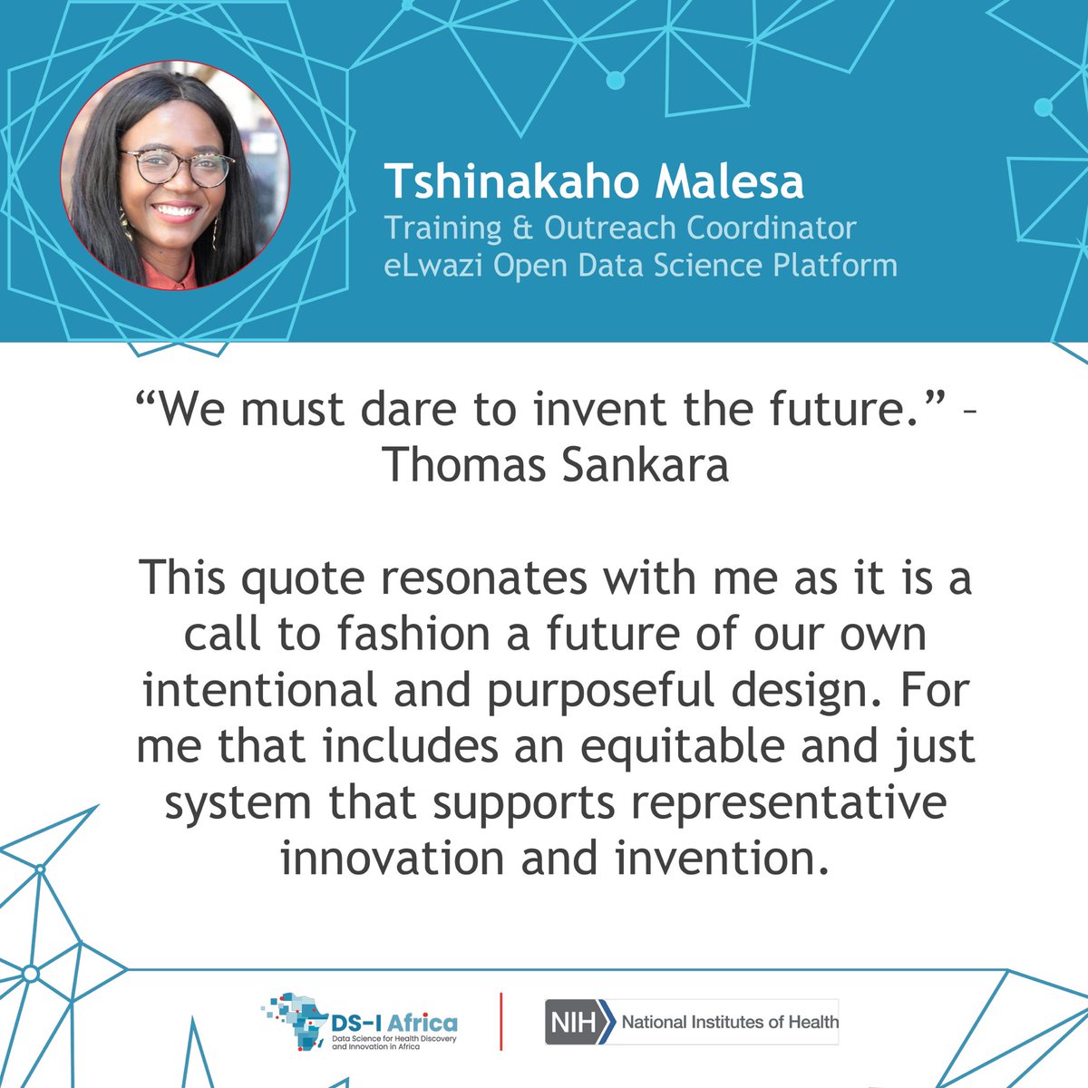 We are shining a spotlight on the women in the DS-I Africa Consortium toward the run up to International Women’s day 8 March 2024. They’ll share their stories and what inspires them! Meet Ms Tshinakaho Malesa from eLwazi ODSP. dsi-africa.org/project/15