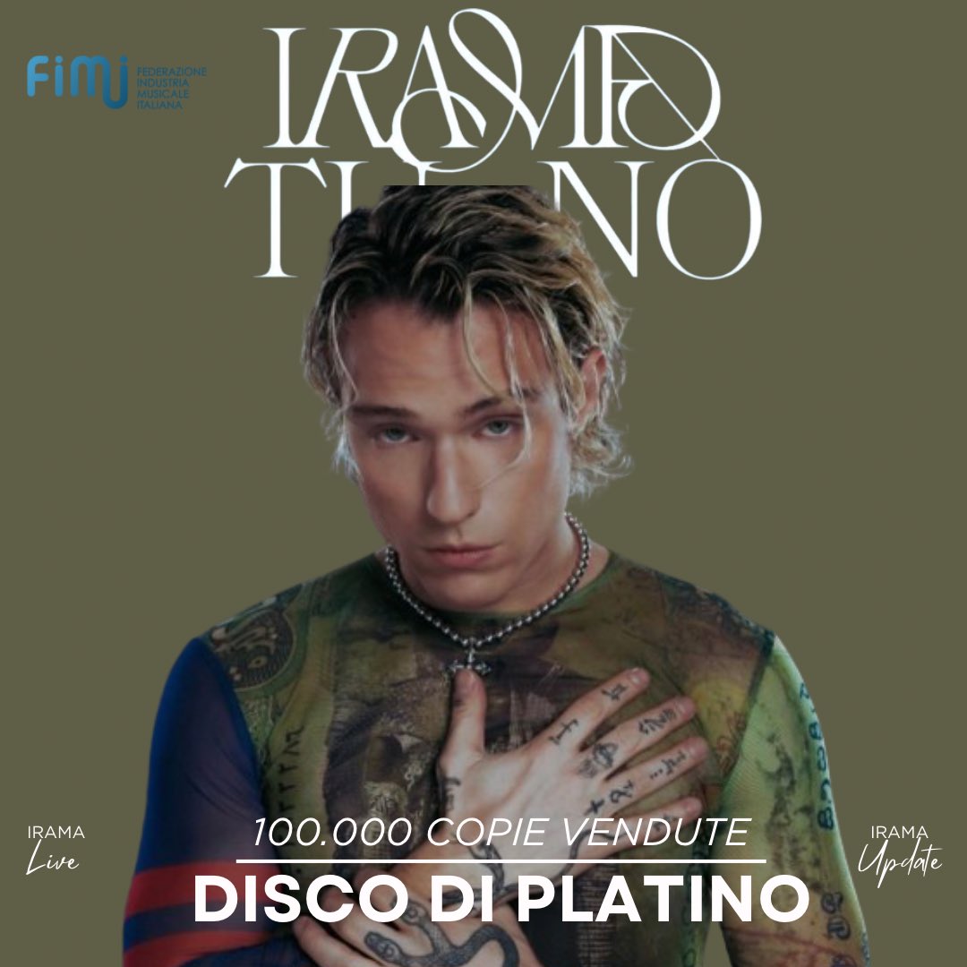 iramaslive's tweet photo. 💿 #TuNo il brano sanremese di Irama è certificato Disco di platino per aver superato 100.000 copie vendute 🩸

#Irama #Sanremo2024 https://t.co/ogMiEZP7bN