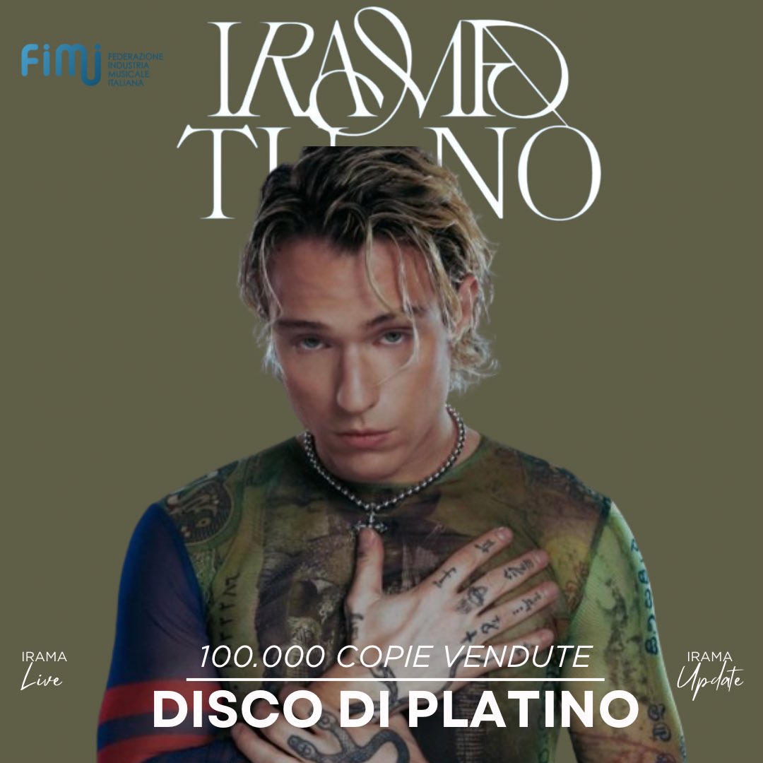 💿 #TuNo il brano sanremese di Irama è certificato Disco di platino per aver superato 100.000 copie vendute 🩸 #Irama #Sanremo2024