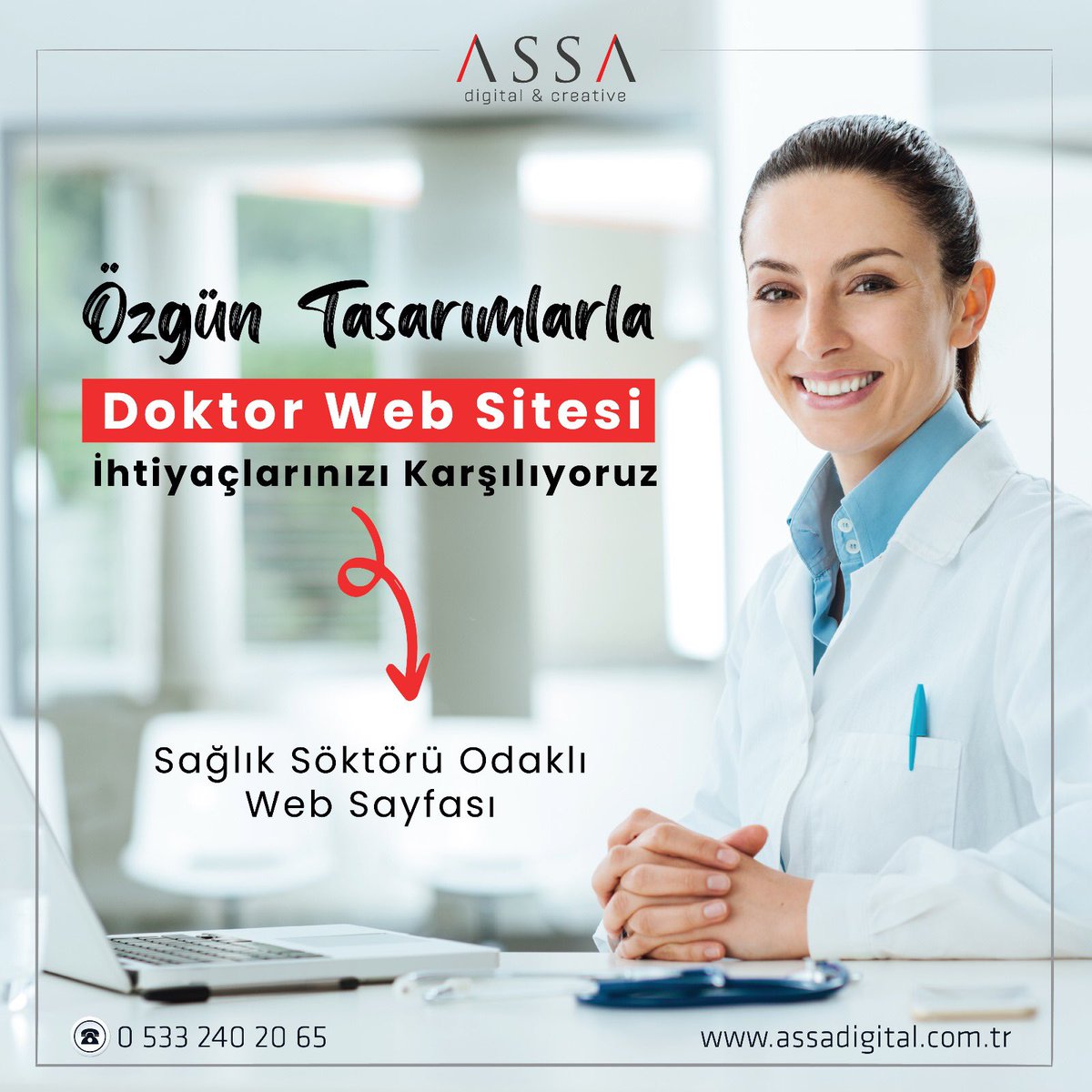 🔴 Doktorlar için en iyi web sayfası…

❌ Size özel tasarımlarla bir web sitesi deneyimi sunuyoruz. 

🟥 Sağlık sektöründe dijital dönüşümün öncüsü olun!

📲 Daha fazla bilgi için

📞 0533 240 20 65

🌐 assadigital.com.tr

#DoktorWebSitesi #SağlıkSektörü #ÖzgünTasarım