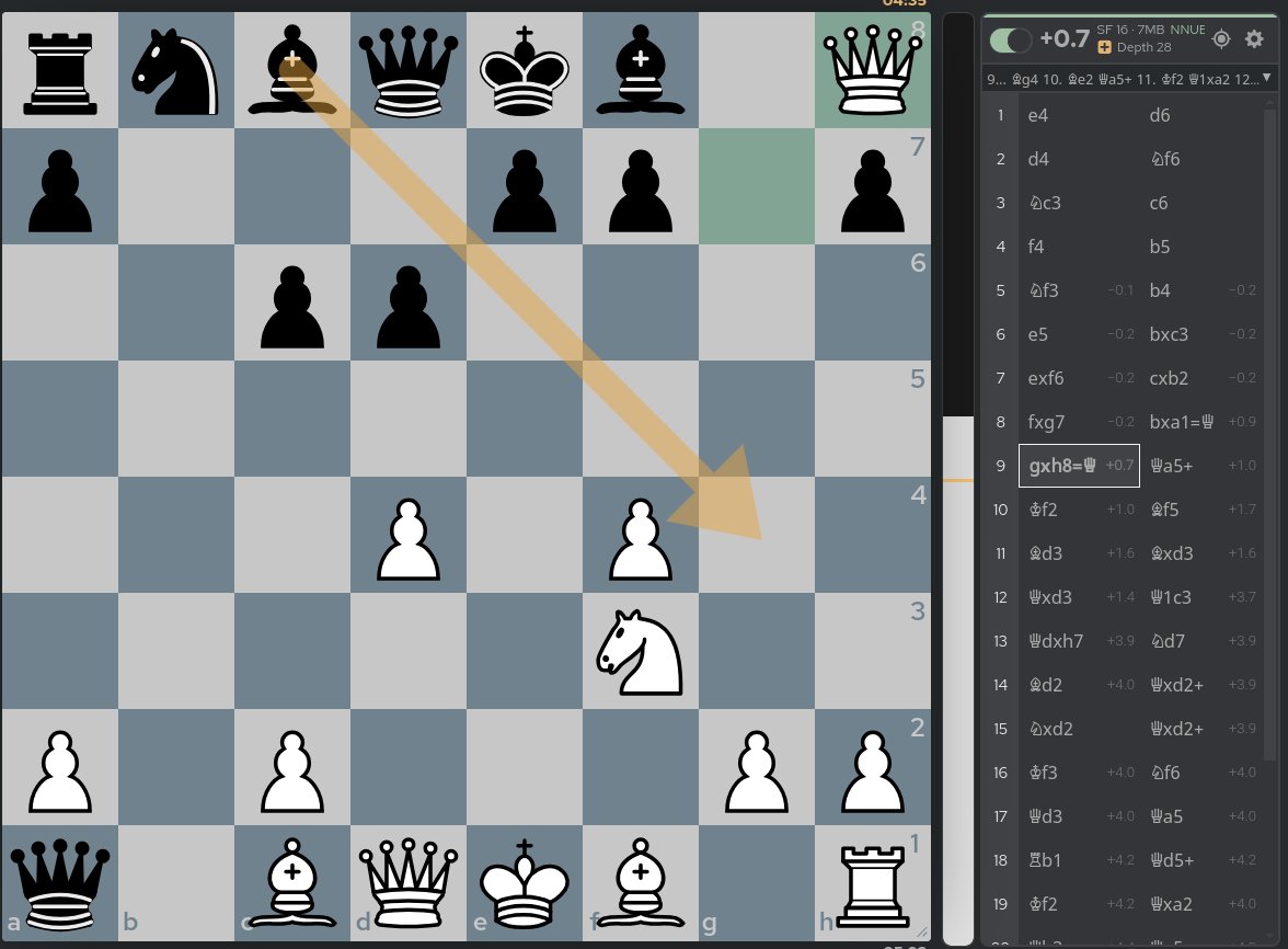 acherm's tweet image. Is it feasible to have four queens on the chessboard after only 11 moves? Yes, though I&apos;m not sure about the theory and openings. Anyway fun game #nobrain  #ChessEveryWhere