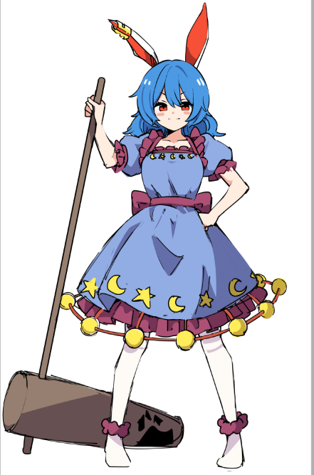 seiran (touhou) 1girl solo animal ears blue hair dress rabbit ears mallet  illustration images