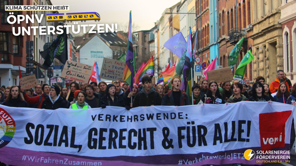Solarenergie Förderverein Deutschland e.V. | SFV (@sfv_de) on Twitter photo Wer eine "#Verkehrswende" fordert, muss auch "Faire Arbeitsbedingungen" fordern! 🚍✊
Am Freitag waren wir zusammen mit <a href="/FridayForFuture/">Fridays for Future Germany</a> und <a href="/_verdi/">Ver.piss.di</a> in ganz DE auf der Straße, denn Klima und Soziales - das gehört zusammen! 📣
#WirFahrenZusammen #Bahnstreik Wer eine "#Verkehrswende" fordert, muss auch "Faire Arbeitsbedingungen" fordern! 🚍✊
Am Freitag waren wir zusammen mit <a href="/FridayForFuture/">Fridays for Future Germany</a> und <a href="/_verdi/">Ver.piss.di</a> in ganz DE auf der Straße, denn Klima und Soziales - das gehört zusammen! 📣
#WirFahrenZusammen #Bahnstreik