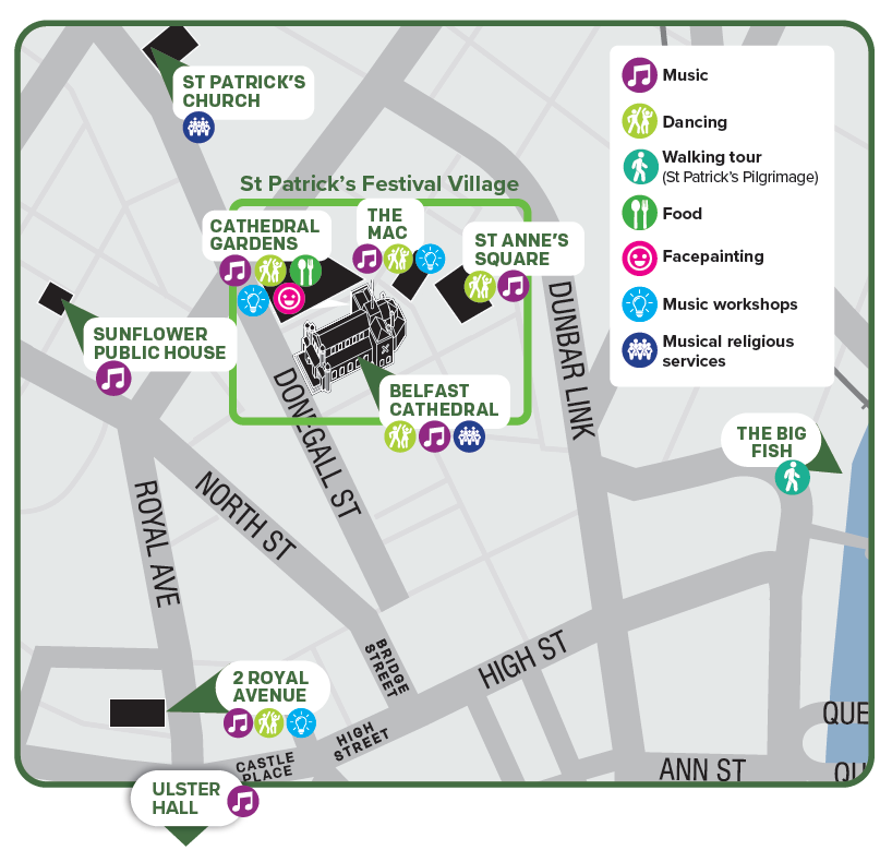 Our celebrations for #BelfastStPats includes our Music Weekend!

☘️ Friday 15 - Sunday 17 March 
☘️Three days of concerts, céilís, taster sessions &amp; workshops! 
☘️Venues across the city centre 

More info of full programme at ow.ly/SH5y50QKF0U
