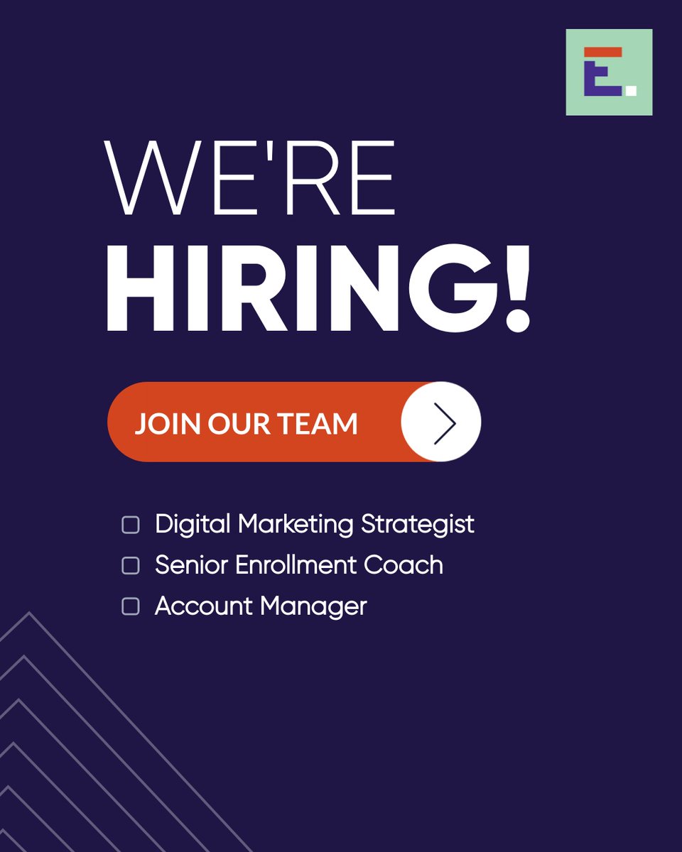 EdDynamics's tweet image. EDDY offers unique opportunities to make a real difference in higher education. Find your perfect fit:

bit.ly/3V19HkN

#HigherEdMarketing #HigherEdJobs #SEOJobs #HigherEdRecruitment #EducationJobs #MarketingCareer #EdTechJobs #CareerInHigherEd