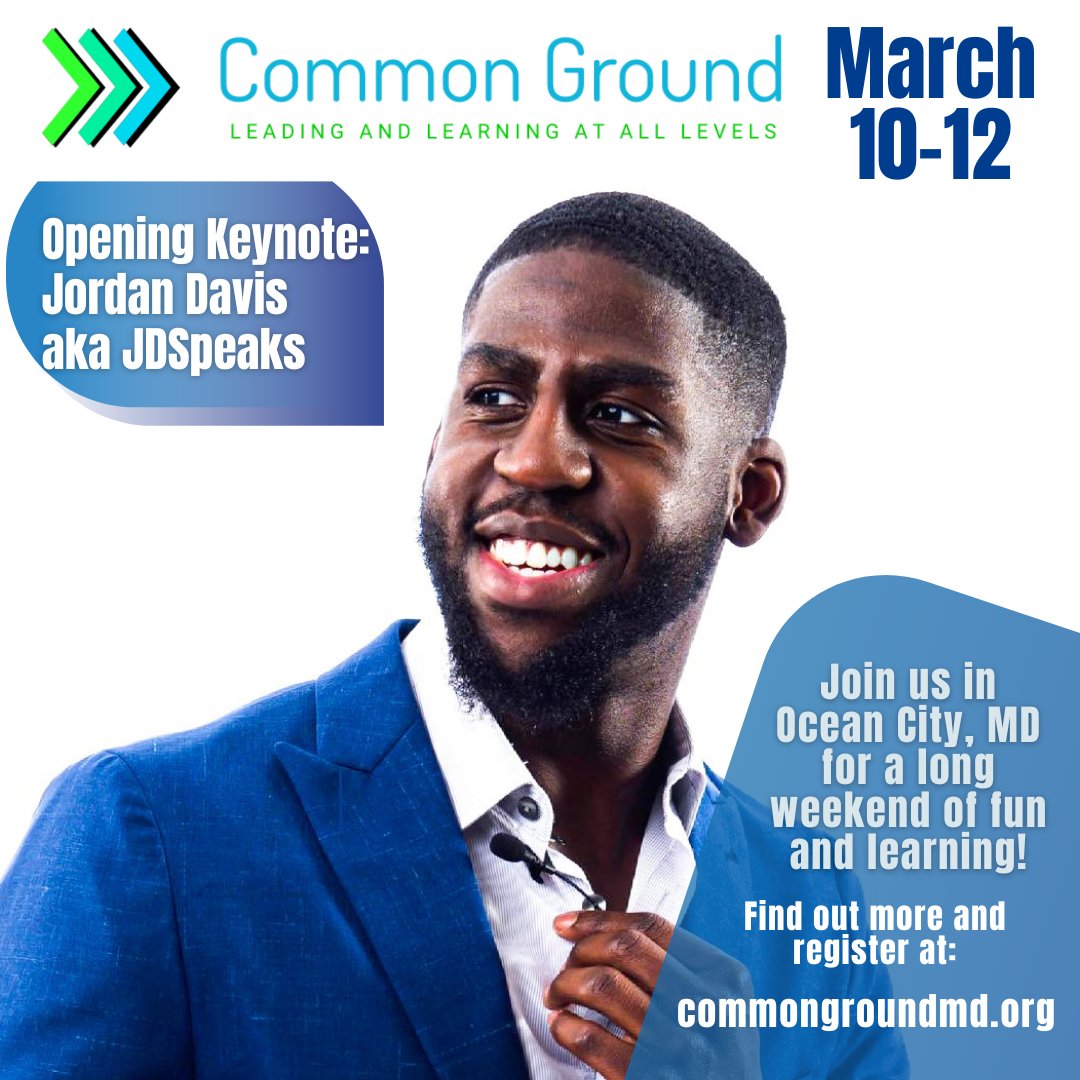 Just announced!  Our Sunday Keynote is @jdspeaks_ !

Check him out at jdspeaks.com and register to come see him at #CGMD by going to commongroundmd.org today!