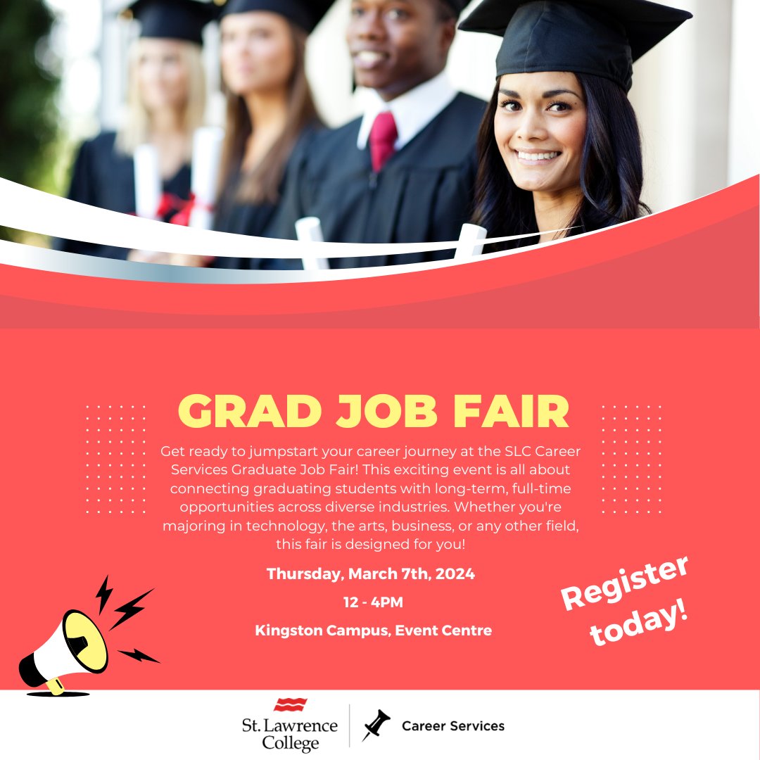 🔔 The upcoming #GradJobFair will be located in the #Kingston Campus Event Centre! Get ready to jumpstart your career journey 🚀 Register here ca.cglink.me/2o5/r378845

#CareerServices #graduates #jobfair #employment #opportunities