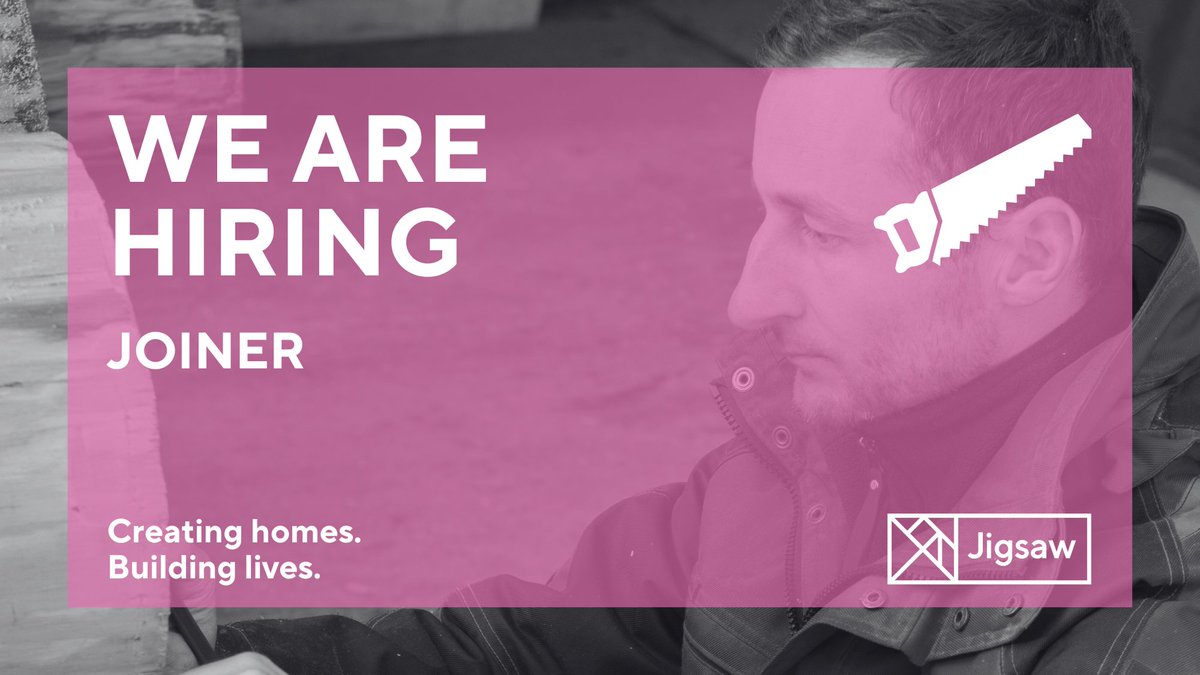 We're hiring -Joiner Closing date: 17 March 2024 Salary: £33,702.00 - £35,877.00 Per Annum Hours: 37 hours per week working Monday - Thursday 8am - 4:15pm and Friday 8am - 2:30pm. Company Car/Van included Permanent For more info and to apply visit: careers.jigsawhomes.org.uk/job/joiner-not…