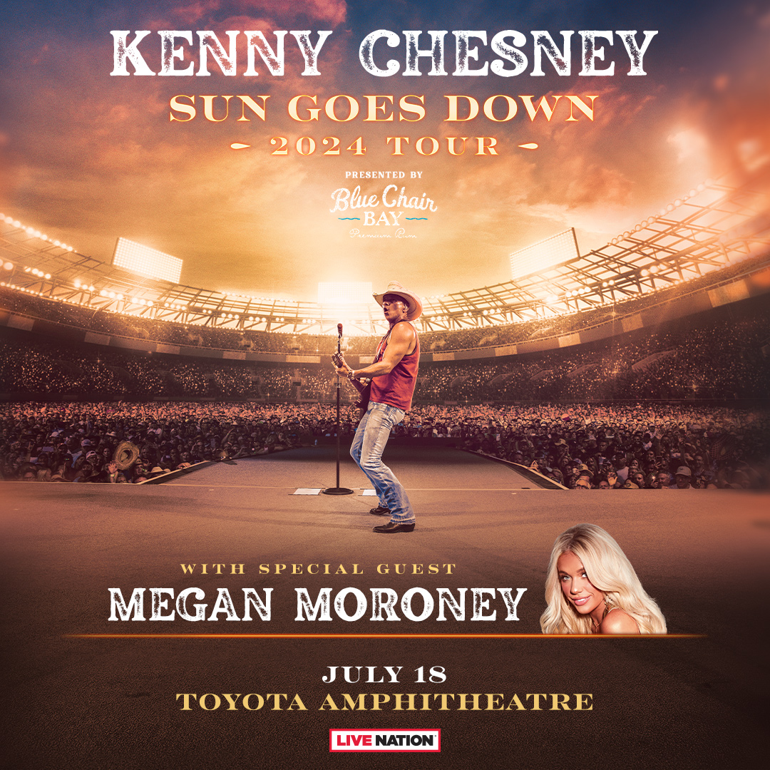 NEW SHOW 🤠 Kenny Chesney is bringing the Sun Goes Down Tour to Toyota Amphitheatre on July 18! With special guest Megan Moroney Presale 3/7 10am (code: KEY) On sale 3/8 10am: livemu.sc/431ZVRs This show is part of the Hard Rock Hotel & Casino Sacramento Concert Series