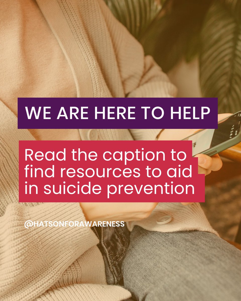 HatsOn4Aware's tweet photo. March is Self-harm Awareness Month
Suicide prevention resources:
π Call or text 9-8-8 for the Suicide Crisis Helpline
π Kids Help Phone (1-800-668-6868)
π Hope for Wellness Help Line (1-855-242-3310)
#mentalhealthmatters #talkhatson #suicidepreventionresources https://t.co/zzuYdcBG8c